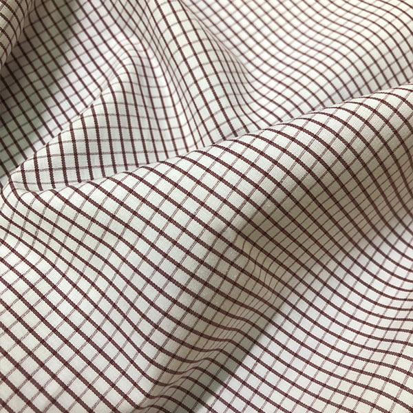 Tecido Camisaria Tricoline Fio 60 - Alexandria 325 - Xadrez M Vinho - Fundo Branco - 100% Algodão - Milfios Tecidos