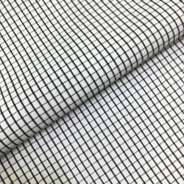 Tecido Camisaria Tricoline Fio 60 - Alexandria 327 - Xadrez M Azul Noite - Fundo Branco - 100% Algodão - Milfios Tecidos