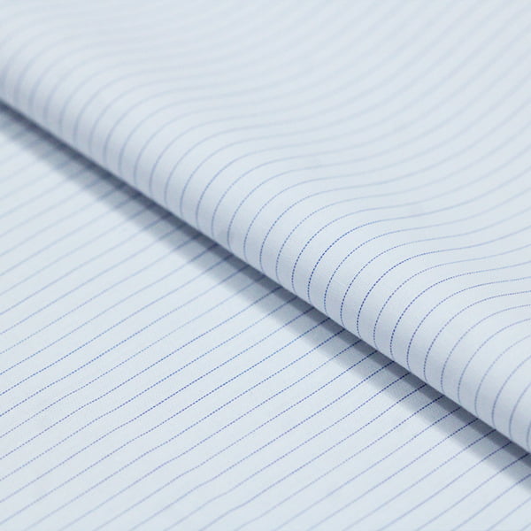 Tecido Tricoline Camisaria Fio 60 - Ravel 01 - Listra M - Azul Royal - 100% Algodão - Milfios Tecidos