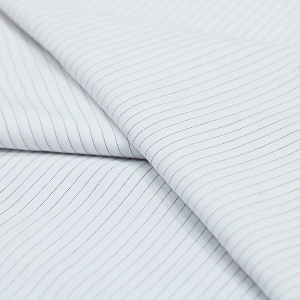 Tecido Tricoline Camisaria Fio 60 - Ravel 05 - Listra M - Vermelho - 100% Algodão - Milfios Tecidos