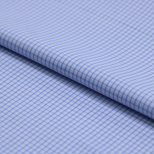 Tecido Tricoline Camisaria Fio 60 - Ravel 10 - Xadrez M - Azul Claro - 100% Algodão - Milfios Tecidos