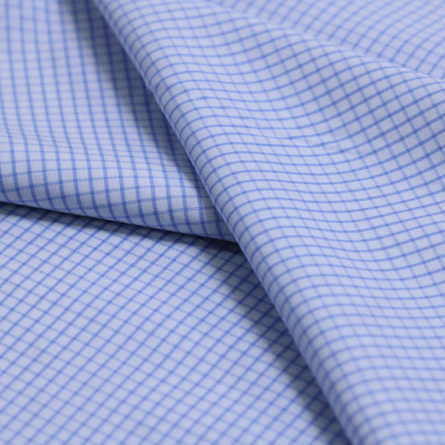Tecido Tricoline Camisaria Fio 60 - Ravel 10 - Xadrez M - Azul Claro - 100% Algodão - Milfios Tecidos