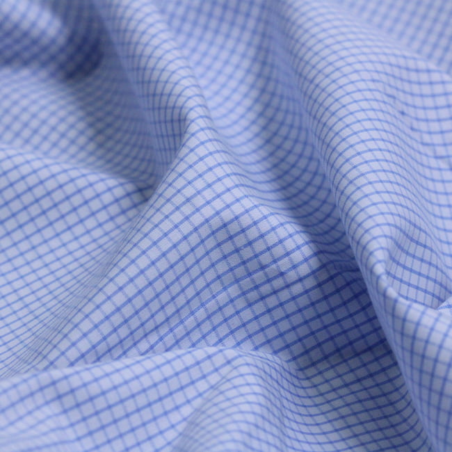 Tecido Tricoline Camisaria Fio 60 - Ravel 10 - Xadrez M - Azul Claro - 100% Algodão - Milfios Tecidos