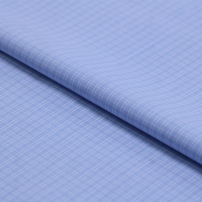 Tecido Tricoline Camisaria Fio 60 - Ravel 11 - Xadrez M Duplo - Azul Claro - 100% Algodão - Milfios Tecidos