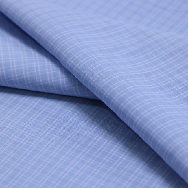 Tecido Tricoline Camisaria Fio 60 - Ravel 11 - Xadrez M Duplo - Azul Claro - 100% Algodão - Milfios Tecidos