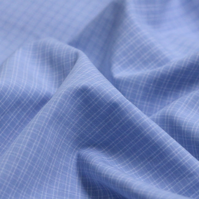 Tecido Tricoline Camisaria Fio 60 - Ravel 11 - Xadrez M Duplo - Azul Claro - 100% Algodão - Milfios Tecidos