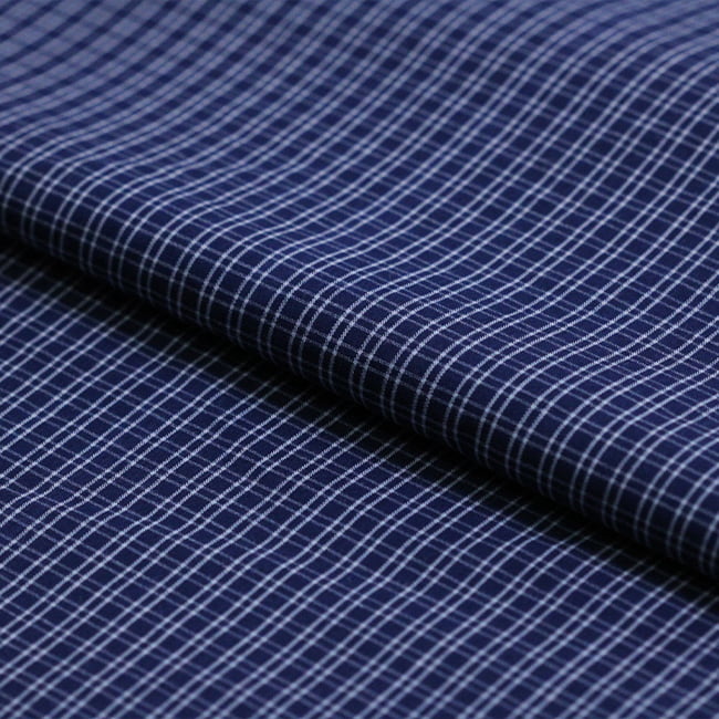 Tecido Tricoline Camisaria Fio 60 - Ravel 12 - Xadrez M Duplo - Azul Marinho - 100% Algodão - Milfios Tecidos