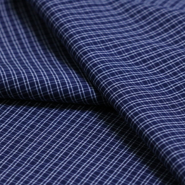 Tecido Tricoline Camisaria Fio 60 - Ravel 12 - Xadrez M Duplo - Azul Marinho - 100% Algodão - Milfios Tecidos