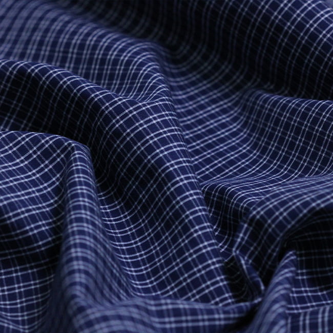 Tecido Tricoline Camisaria Fio 60 - Ravel 12 - Xadrez M Duplo - Azul Marinho - 100% Algodão - Milfios Tecidos