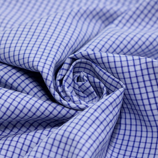 Tecido Tricoline Camisaria Fio 60 - Ravel 13 - Xadrez M - Azul Celeste - 100% Algodão - Milfios Tecidos