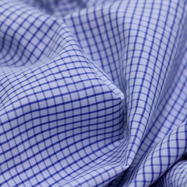 Tecido Tricoline Camisaria Fio 60 - Ravel 13 - Xadrez M - Azul Celeste - 100% Algodão - Milfios Tecidos