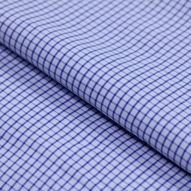 Tecido Tricoline Camisaria Fio 60 - Ravel 13 - Xadrez M - Azul Celeste - 100% Algodão - Milfios Tecidos