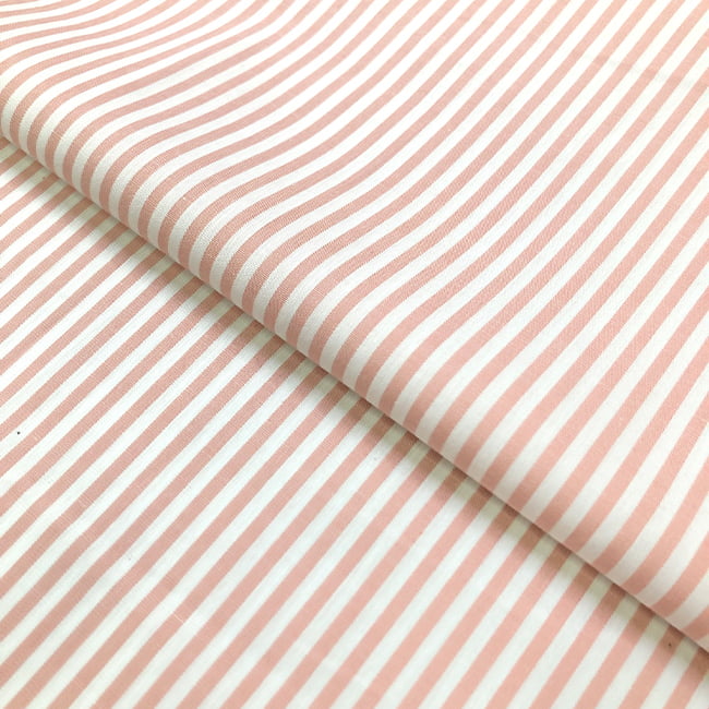 Tecido Tricoline Fio 40 - FT Listra  M - Blush - 100% Algodão - Milfios Tecidos