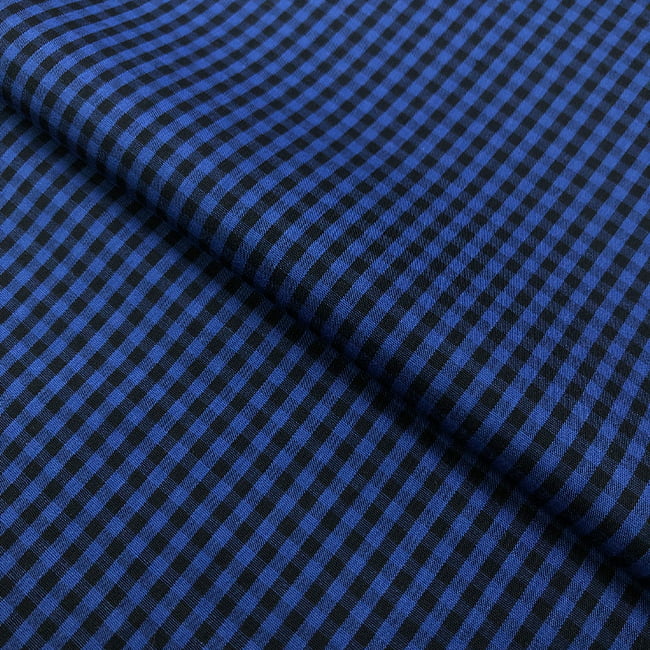 Tecido Tricoline Fio 40 - FT Xadrez  M - Azul - 100% Algodão - Milfios Tecidos