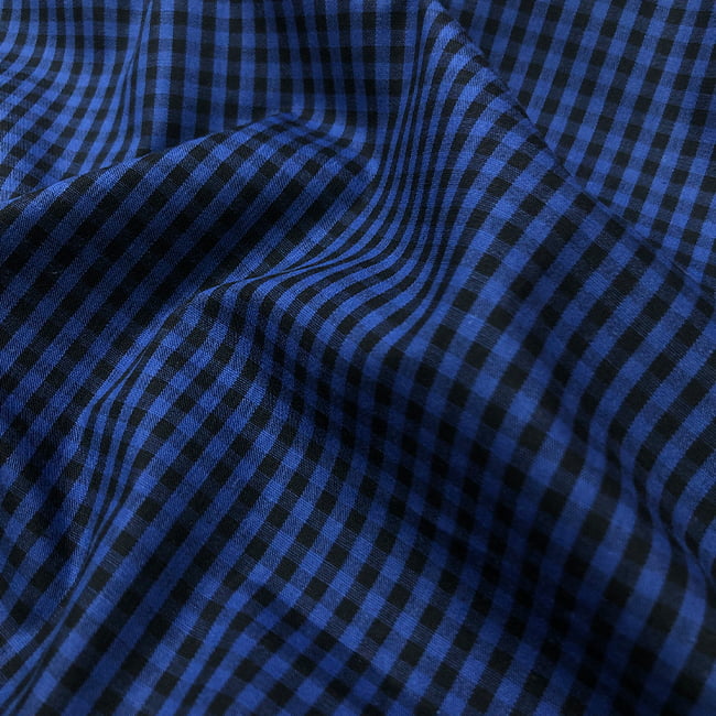Tecido Tricoline Fio 40 - FT Xadrez  M - Azul - 100% Algodão - Milfios Tecidos