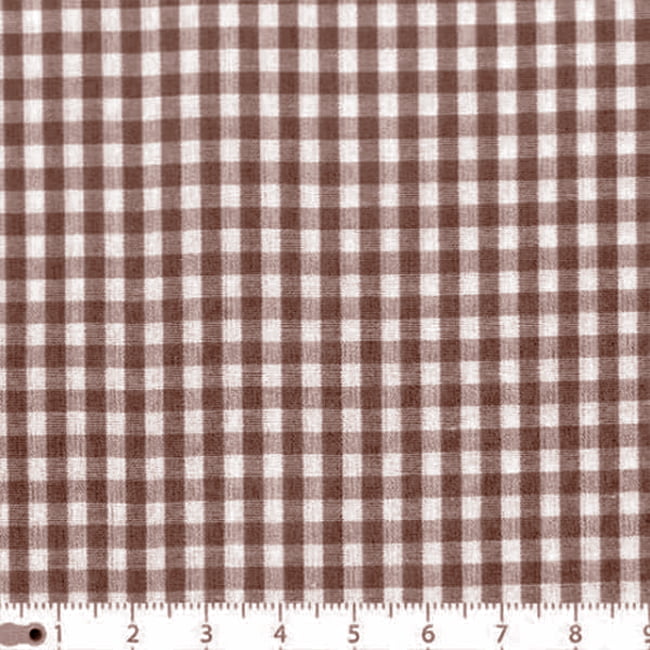 Tecido Tricoline Fio 40 - FT Xadrez  M - Marrom - 100% Algodão - Milfios Tecidos