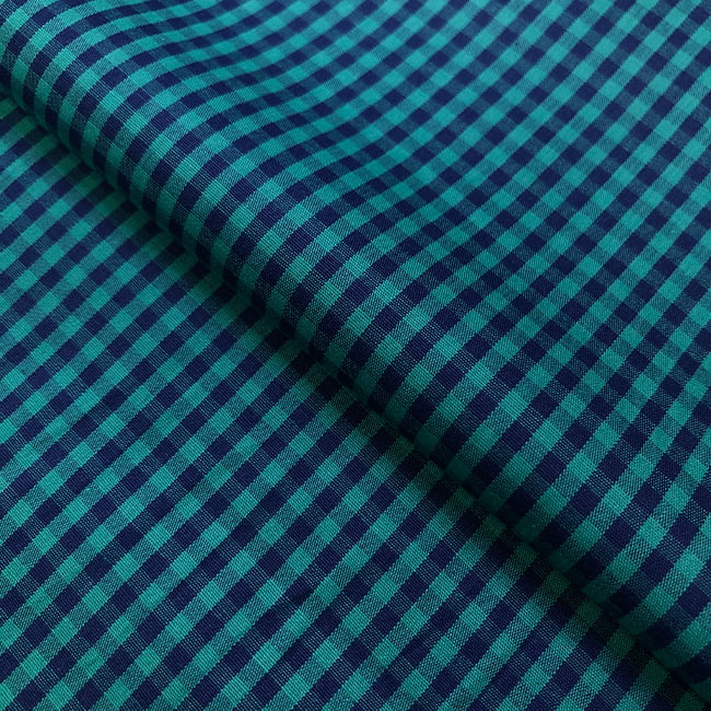 Tecido Tricoline Fio 40 - FT Xadrez  M - Verde e Azul - 100% Algodão - Milfios Tecidos