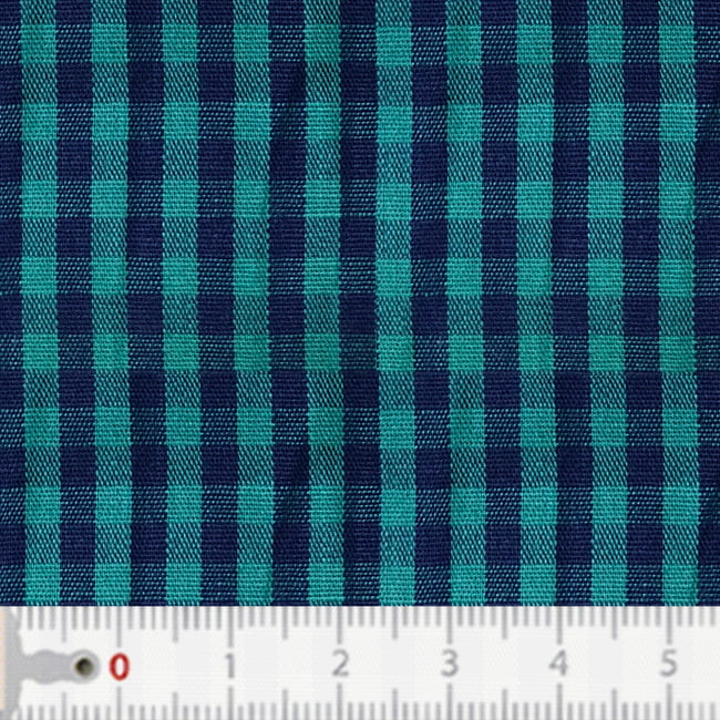 Tecido Tricoline Fio 40 - FT Xadrez  M - Verde e Azul - 100% Algodão - Milfios Tecidos
