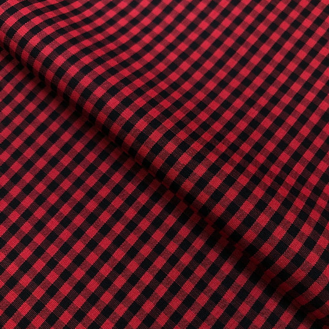 Tecido Tricoline Fio 40 - FT Xadrez  M - Vermelho - 100% Algodão - Milfios Tecidos