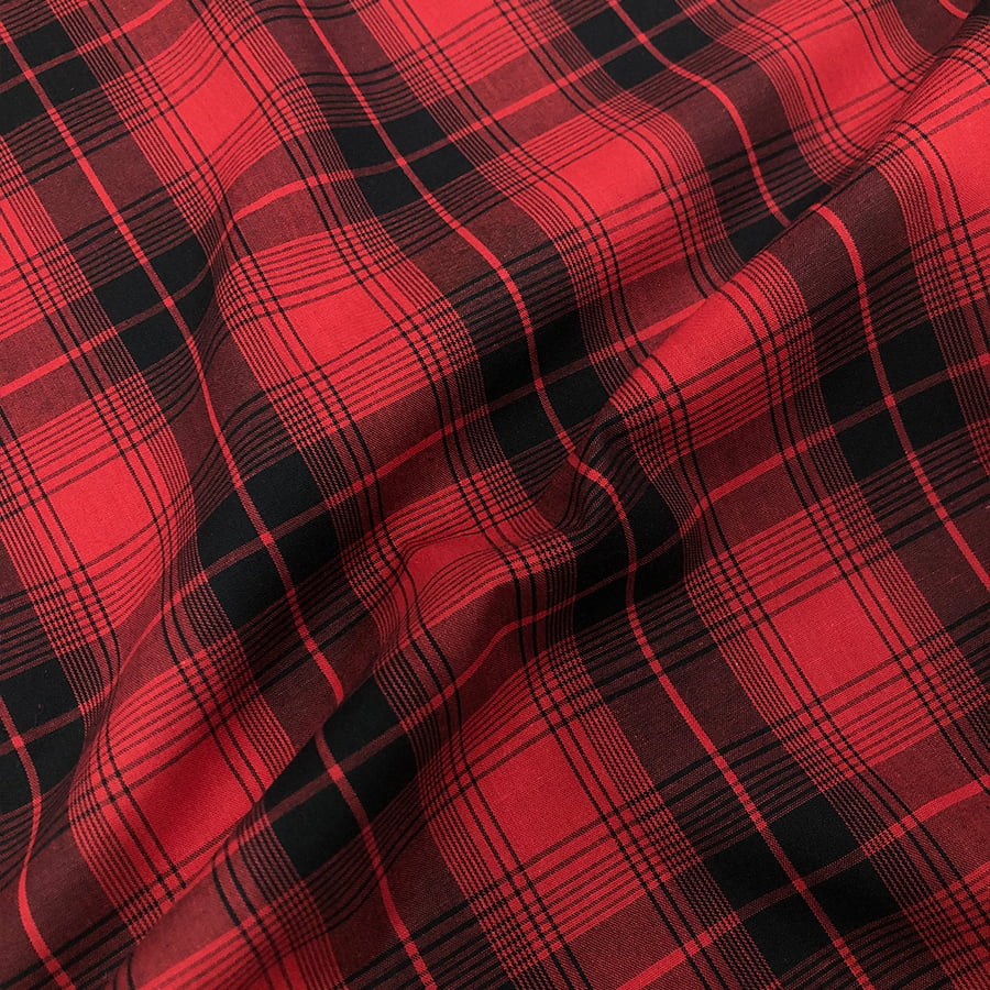 Tecido Tricoline Fio 40 - FT Xadrez Texas 01 Vermelho e Preto - 100% Algodão - Milfios Tecidos