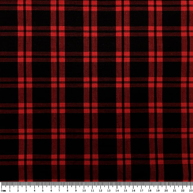 Tecido Tricoline Fio 40 - FT Xadrez Texas 03 Preto e Vermelho - 100% Algodão - Milfios Tecidos