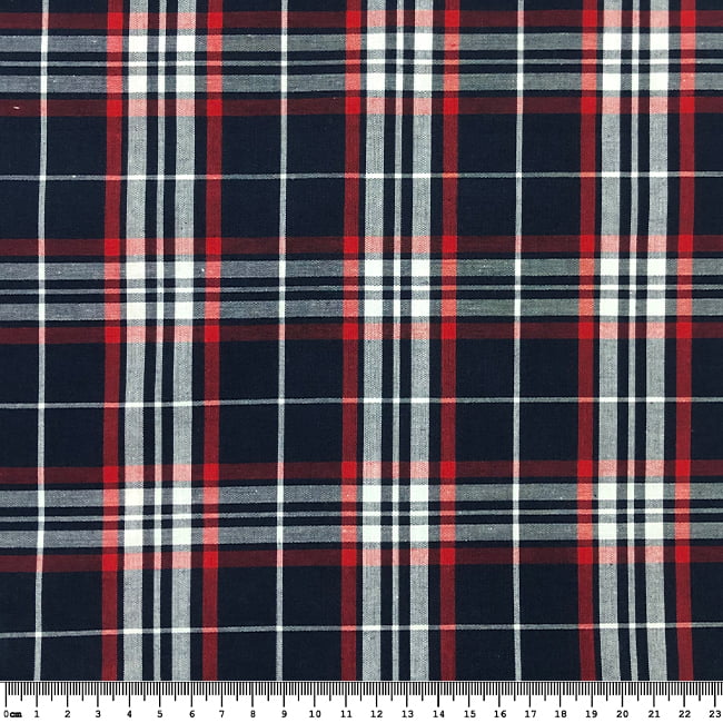 Tecido Tricoline Fio 40 - FT Xadrez Texas 06 Marinho, Branco e Vermelho - 100% Algodão - Milfios Tecidos