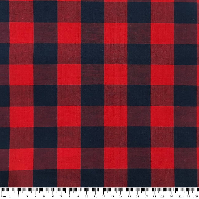Tecido Tricoline Fio 40 - FT Xadrez Texas 08 Vermelho e Marinho - 100% Algodão - Milfios Tecidos