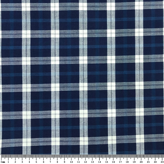 Tecido Tricoline Fio 40 - FT Xadrez Texas 10 Marinho e Branco - 100% Algodão - Milfios Tecidos