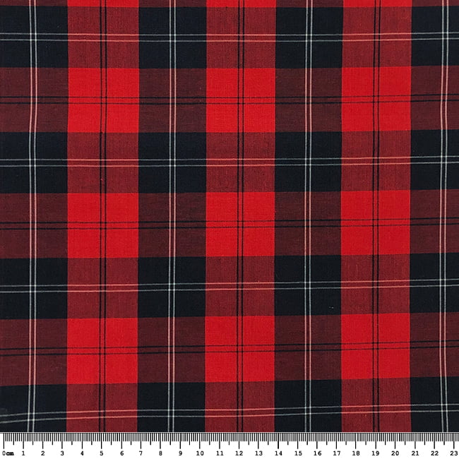 Tecido Tricoline Fio 40 - FT Xadrez Texas 11 Vermelho Marinho e Branco - 100% Algodão - Milfios Tecidos