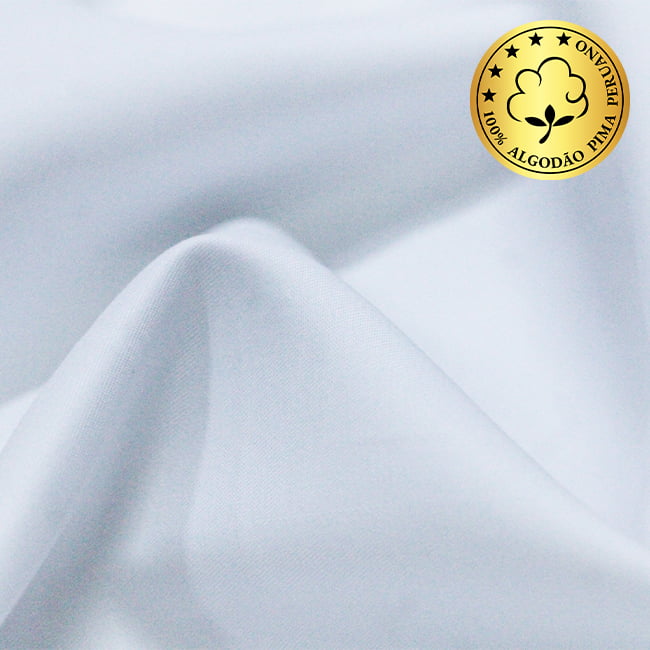 Tecido Camisaria fio 120 Liso - Catania 01 Branco - 100% Algodão Pima - Milfios Tecidos