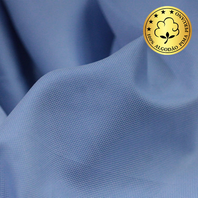 Tecido Camisaria fio 120 Maquinetado - AIR Verona Oxford 03 Azzurro - 100% Algodão Pima - Milfios Tecidos