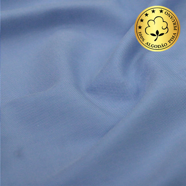 Tecido Camisaria fio 120 Maquinetado - AIR Verona Oxford 03 Azzurro - 100% Algodão Pima - Milfios Tecidos