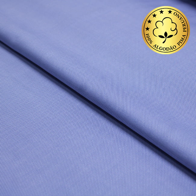 Tecido Camisaria fio 50 Maquinetado - Brisighela 03 Azzurro - 100% Algodão Pima - Milfios Tecidos