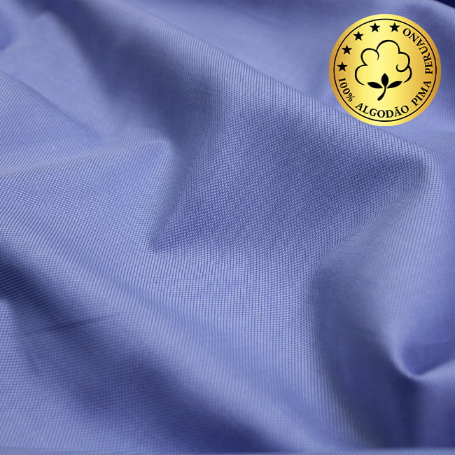 Tecido Camisaria fio 50 Maquinetado - Brisighela 03 Azzurro - 100% Algodão Pima - Milfios Tecidos
