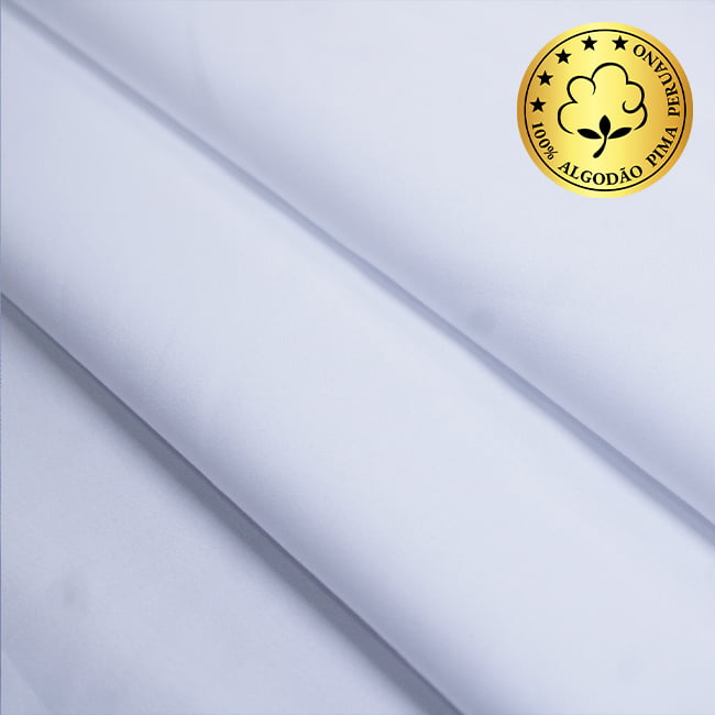 Tecido Camisaria fio 70 Liso crepe - Venezia 01 Branco - 100% Algodão Pima - Milfios Tecidos
