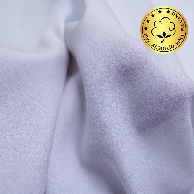 Tecido Camisaria fio 70 Liso crepe - Venezia 01 Branco - 100% Algodão Pima - Milfios Tecidos