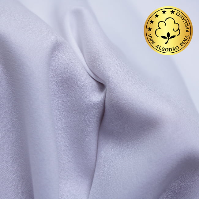 Tecido Camisaria fio 70 Liso crepe - Venezia 01 Branco - 100% Algodão Pima - Milfios Tecidos