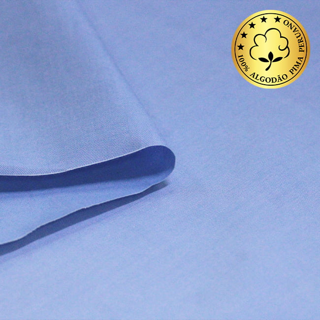 Tecido Camisaria fio 70 - Liso - Firenze 06 - Azzurro - 100% Algodão Pima - Milfios Tecidos