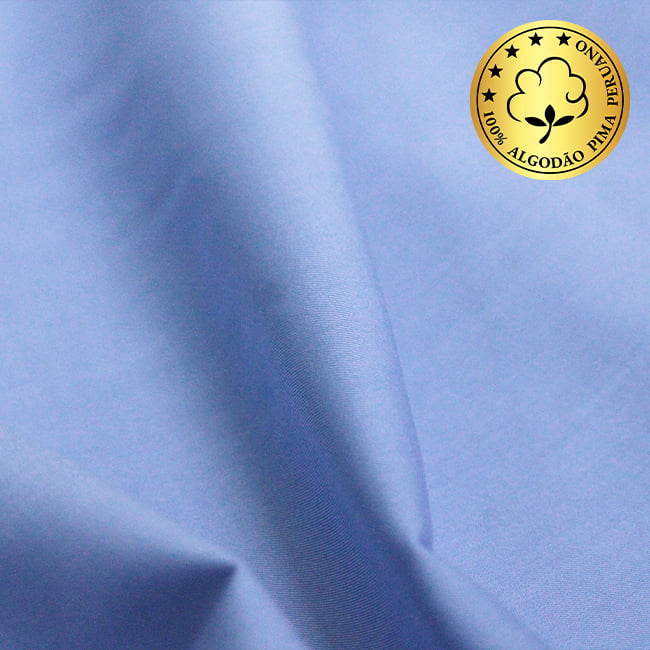 Tecido Camisaria fio 70 - Liso - Firenze 06 - Azzurro - 100% Algodão Pima - Milfios Tecidos