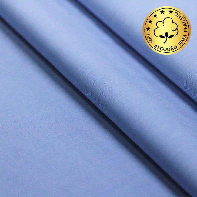 Tecido Camisaria fio 70 - Liso - Firenze 06 - Azzurro - 100% Algodão Pima - Milfios Tecidos