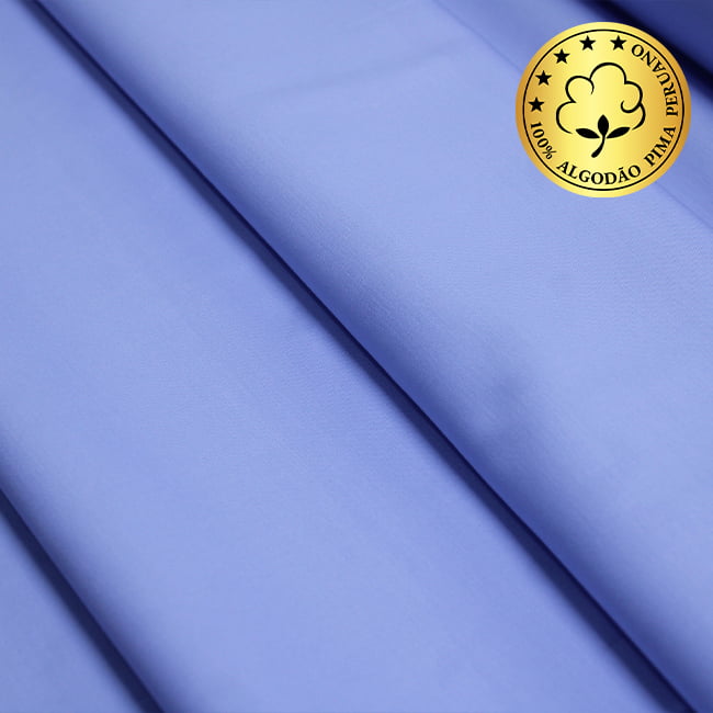 Tecido Camisaria fio 70 Liso - Milano 02 Celeste - 98% Algodão Pima + 2% Elastano - Milfios Tecidos