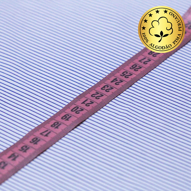 Tecido Camisaria fio 70 - Tremosine 03 Listra M Royal - 100% Algodão Pima - Milfios Tecidos
