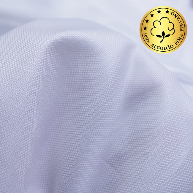 Tecido Camisaria fio 80 Maquinetado - Gradara Oxford 01 Branco - 100% Algodão Pima - Milfios Tecidos