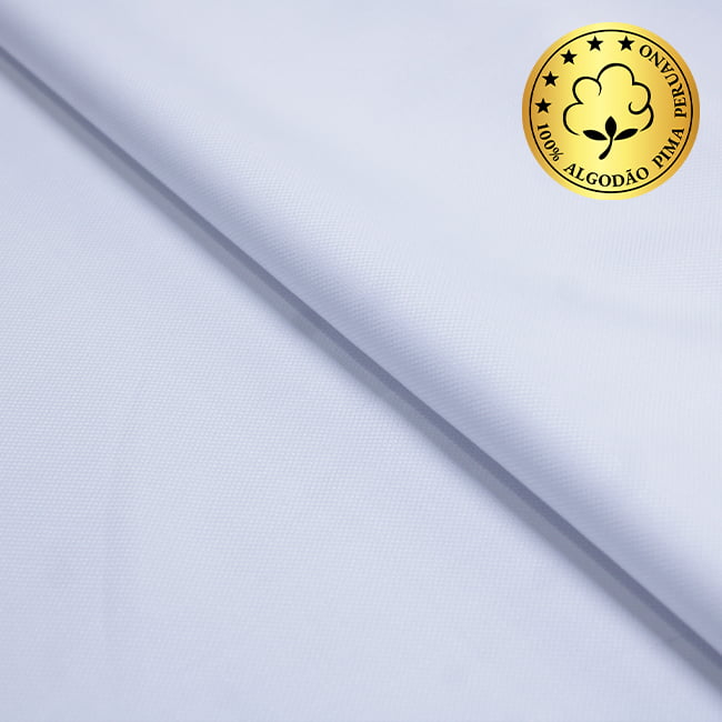 Tecido Camisaria fio 80 Maquinetado - Gradara Oxford 01 Branco - 100% Algodão Pima - Milfios Tecidos