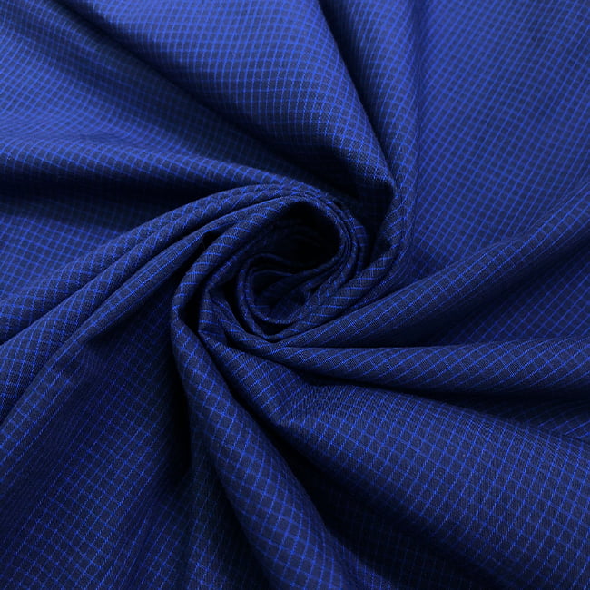 Tecido Camisaria Tricoline Fio 60 - Alexandria 330 Xadrez M Azul - Fundo Marinho - 100% Algodão - Milfios Tecidos