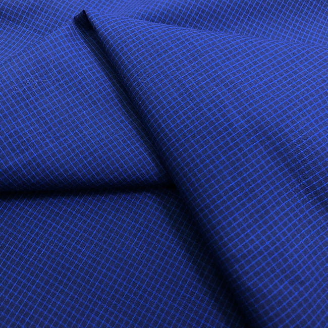 Tecido Camisaria Tricoline Fio 60 - Alexandria 330 Xadrez M Azul - Fundo Marinho - 100% Algodão - Milfios Tecidos