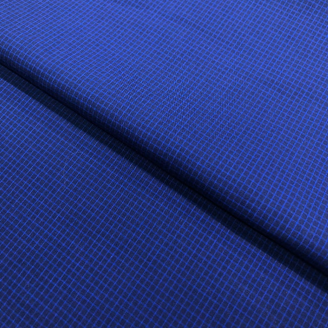 Tecido Camisaria Tricoline Fio 60 - Alexandria 330 Xadrez M Azul - Fundo Marinho - 100% Algodão - Milfios Tecidos