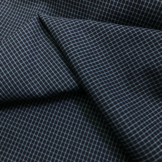 Tecido Camisaria Tricoline Fio 60 - Alexandria 331 Xadrez M Branco - Fundo Preto - 100% Algodão - Milfios Tecidos