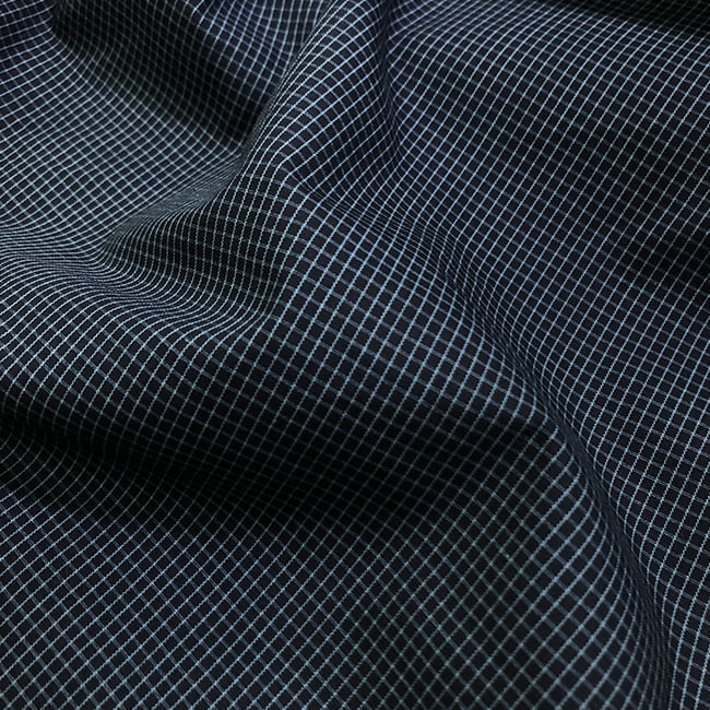 Tecido Camisaria Tricoline Fio 60 - Alexandria 331 Xadrez M Branco - Fundo Preto - 100% Algodão - Milfios Tecidos