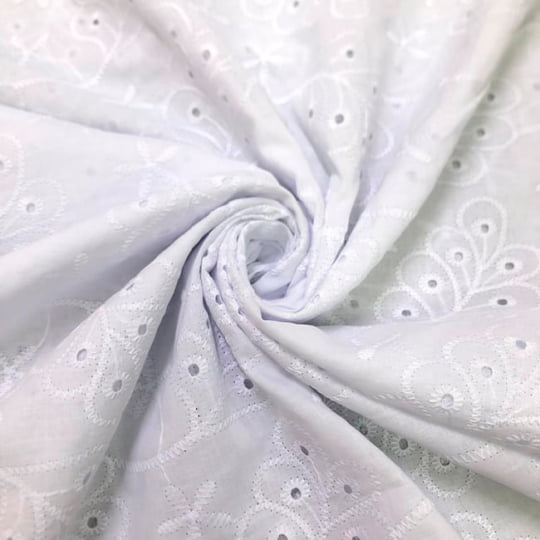 Tecido Laise Bordado 26 - Branco - 100% Algodão